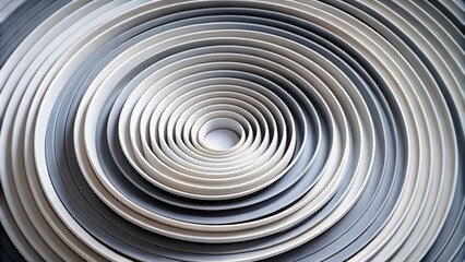 Fototapeta premium Abstract Concentric Circles Portrait, Gray White Circular Design, Modern Geometric Portrait Photography