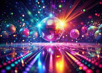 Obraz premium Abstract Disco Background, Low Light Party Design, Nightclub Wallpaper, Neon Lights, Glittering Texture