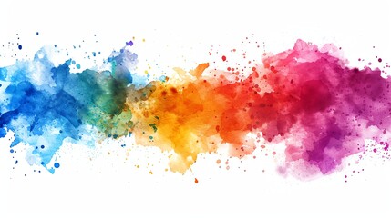 An abstract watercolor painting in a rainbow of colors.