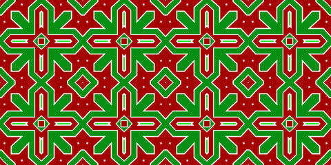 Seamless pattern banner red and green. Festive red and green Christmas pattern. Merry Christmas. Happy New Year.
