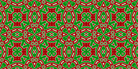 Seamless pattern banner red and green. Festive red and green Christmas pattern. Merry Christmas. Happy New Year.