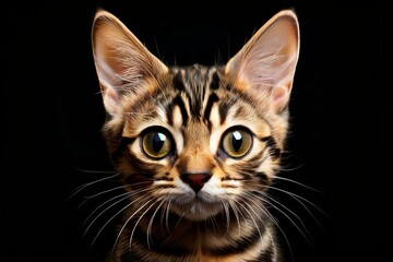 Obraz premium 19 striped cat with big eyes triangular ears exaggerated whisker