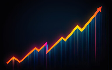 An abstract graph glowing in vibrant colors, reaching upward through a darkened void