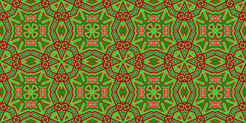 Seamless pattern banner red and green. Festive red and green Christmas pattern. Merry Christmas. Happy New Year.