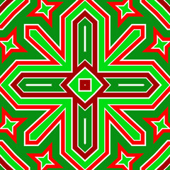 Seamless square pattern red and green. Christmas pattern green and red. Merry Christmas. Happy New Year.