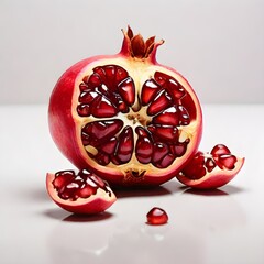Fresh Juicy Pomegranate with Water Droplets - Vibrant Red Fruit Rich in Antioxidants and Nutrients