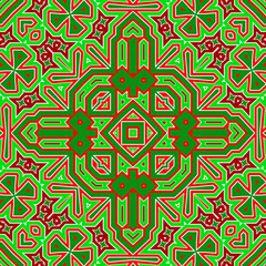 Seamless square pattern red and green. Christmas pattern green and red. Merry Christmas. Happy New Year.