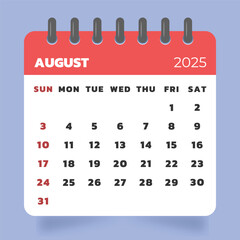 Letter Calendar 2025 August