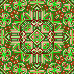 Seamless square pattern red and green. Christmas pattern green and red. Merry Christmas. Happy New Year.