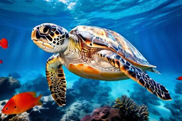 Obraz premium 21 a sea turtle swimming in crystal clear waters a sea turtle gr