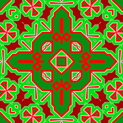 Seamless square pattern red and green. Christmas pattern green and red. Merry Christmas. Happy New Year.