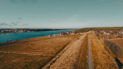 Mikoszewo Świbno Ujście Wisły z drona, przekop, prom