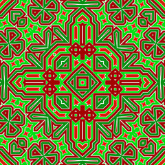 Seamless square pattern red and green. Christmas pattern green and red. Merry Christmas. Happy New Year.
