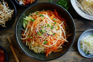 Kongnamul Muchim a side salad of mung bean sprouts from Korea
