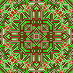 Seamless square pattern red and green. Christmas pattern green and red. Merry Christmas. Happy New Year.