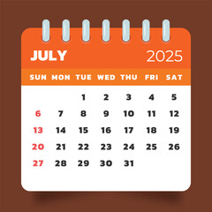 2025 Vector Calendar July