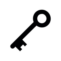 Ornate antique key graphic design, Old key vector house icon logo. Old key silhouette antique lock illustration.