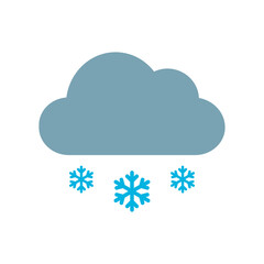 Snowfall vector solid weather icon in flat design style. Cold temperature symbol in color, snowy, frozen, cloudy. Graphic design illustration for web, app, banner, logo, button.	
