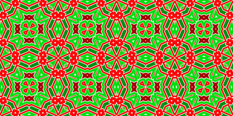 Seamless pattern banner red and green. Festive red and green Christmas pattern. Merry Christmas. Happy New Year.