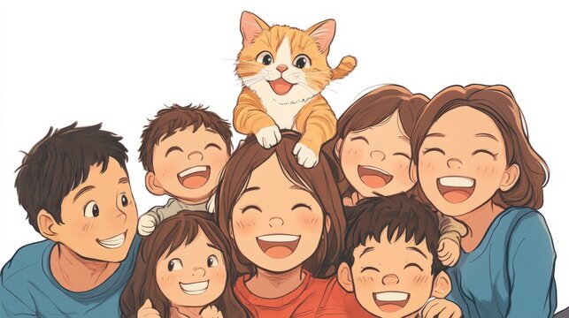 Family with a cat