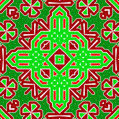 Seamless square pattern red and green. Christmas pattern green and red. Merry Christmas. Happy New Year.