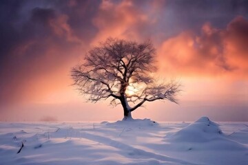 25 winter resilience a lone tree standing tall against a blizzar