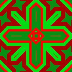 Seamless square pattern red and green. Christmas pattern green and red. Merry Christmas. Happy New Year.