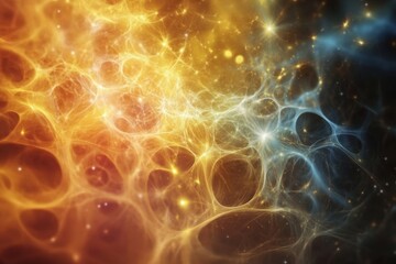 Abstract representation of energy and matter in a vibrant cosmic background