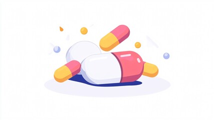 Medical White Pills 2D Vector Isolated Illustration for Designs and Projects
