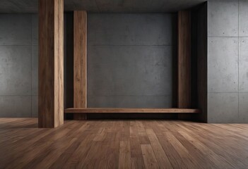 An empty room featuring wooden walls along with a concrete floor