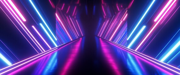 Futuristic Wallpaper Featuring Neon Lines on Sleek Black Background