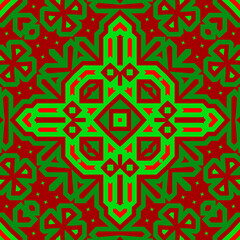 Seamless square pattern red and green. Christmas pattern green and red. Merry Christmas. Happy New Year.