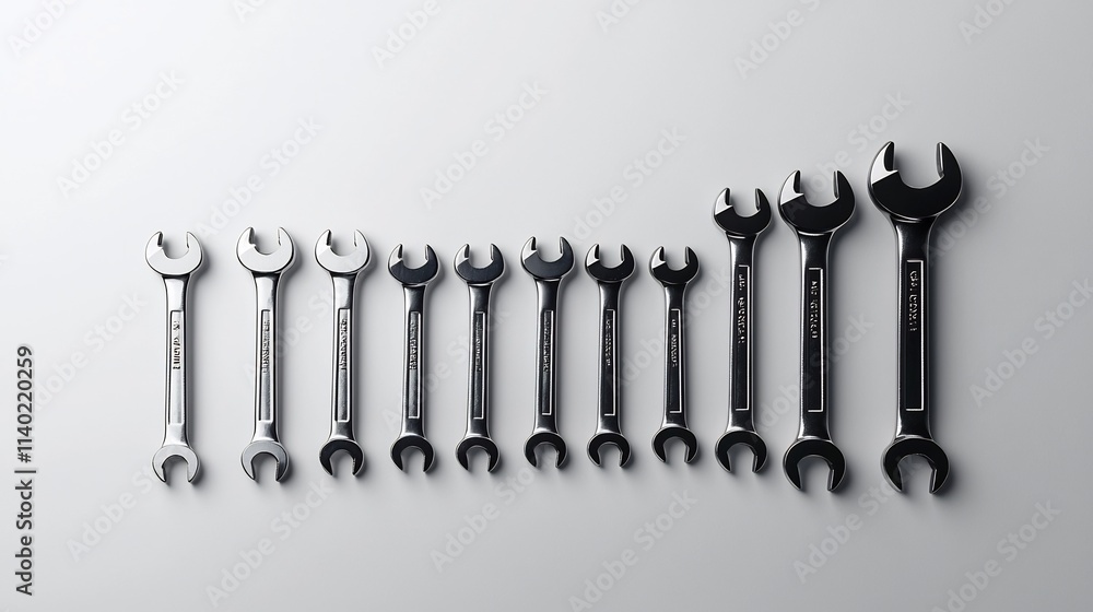 Poster a visually organized shot of a set of allen wrenches displayed in ascending order showcasing their p