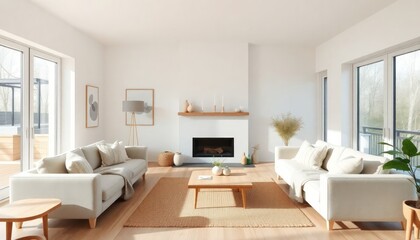 Fototapeta premium Modern Style - Living Room Interior Design With Modern Concept - Hotel Living Room - Apartment Living Room Interior With Sofa - Interior Design - Modern Living Room With Furniture 