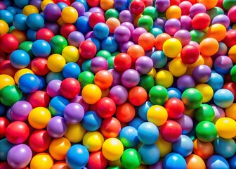Obraz premium Aerial Ball Pit Photo, Drone Shot of Colorful Ball Pit, Overhead View Ball Pit, High Angle Ball Pit Photography, Kids Ball Pit Drone Image