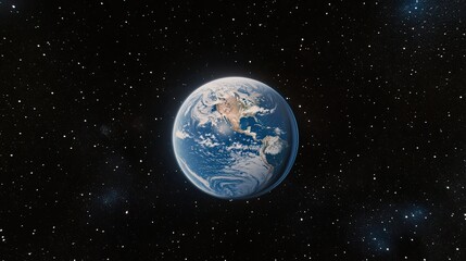 Detailed representation of planet Earth with vivid geography, bright oceans, and landmasses, set against a dark blue backdrop