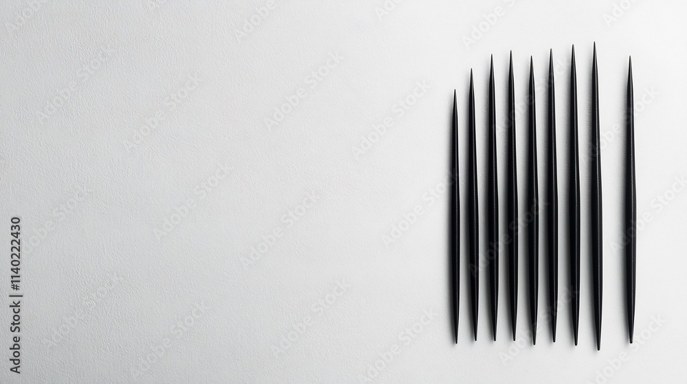Poster neatly arranged set of precision screwdrivers with sleek metallic handles displayed on a minimalist 