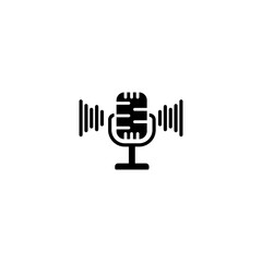 Microphone logo icon vector. Podcast icon silhouette on white background