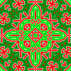 Seamless square pattern red and green. Christmas pattern green and red. Merry Christmas. Happy New Year.