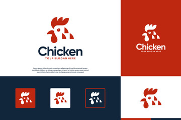 chicken head logo, animal husbandry, animal products, graphic vector template.