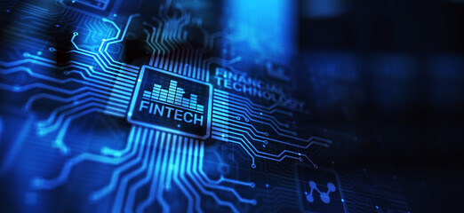 Fintech Financial technology Cryptocurrency investment and digital money. Business concept on virtual screen.