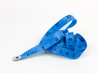 Sewing tape measure rolled up Isolated on white background.