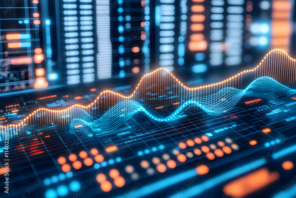 Poster abstract glowing digital data graph visualization, futuristic technology concept. perfect for illust
