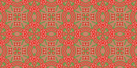 Seamless pattern banner red and green. Festive red and green Christmas pattern. Merry Christmas. Happy New Year.