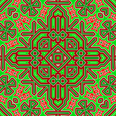 Seamless square pattern red and green. Christmas pattern green and red. Merry Christmas. Happy New Year.