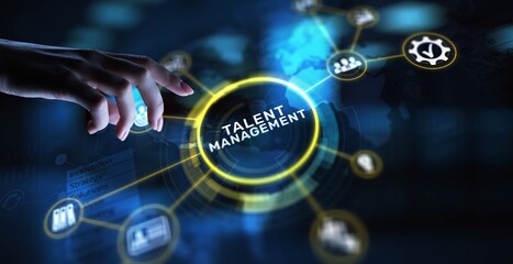 Talent Management Developing and Retaining Skilled Workforce, projection on a virtual screen,...