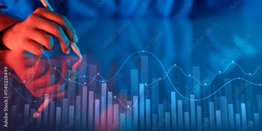 Poster data visualization in financial analytics with trend analysis.