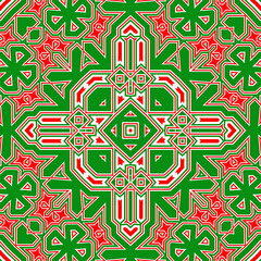 Seamless square pattern red and green. Christmas pattern green and red. Merry Christmas. Happy New Year.