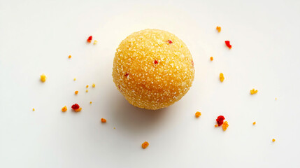 Traditional Indian Laddu Dessert on Clean White Background.