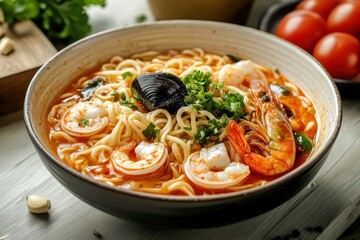 Korean spicy seafood noodle dish